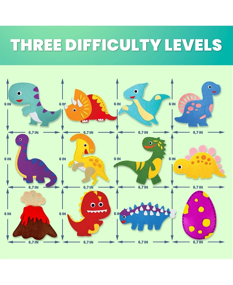 Quokka Kids Crafts Ages 4-8 Diy Beginner Needle and Thread Kit - 12 Sewing Basic