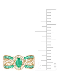 Emerald (3/8 ct. t.w.) & Diamond (1/4 Multirow Swirl Ring 14k Gold (Also Ruby Sapphire)