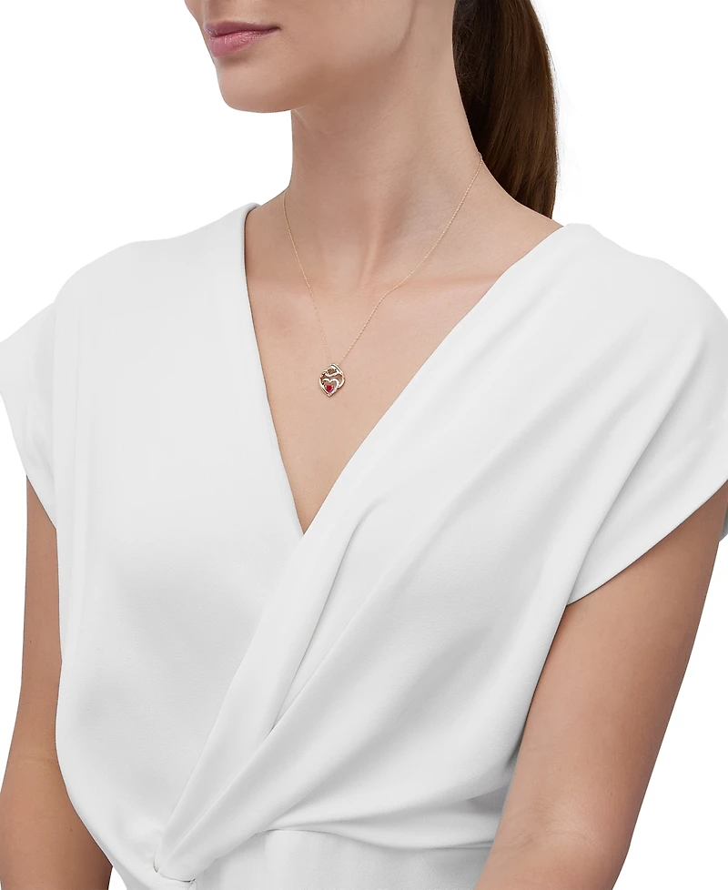 Lab Created Ruby (1/3 ct. t.w.) & Diamond (1/10 ct. t.w.) Heart Pendant Necklace in 14k Yellow Gold-Plated Sterling Silver, 16" + 2" extender