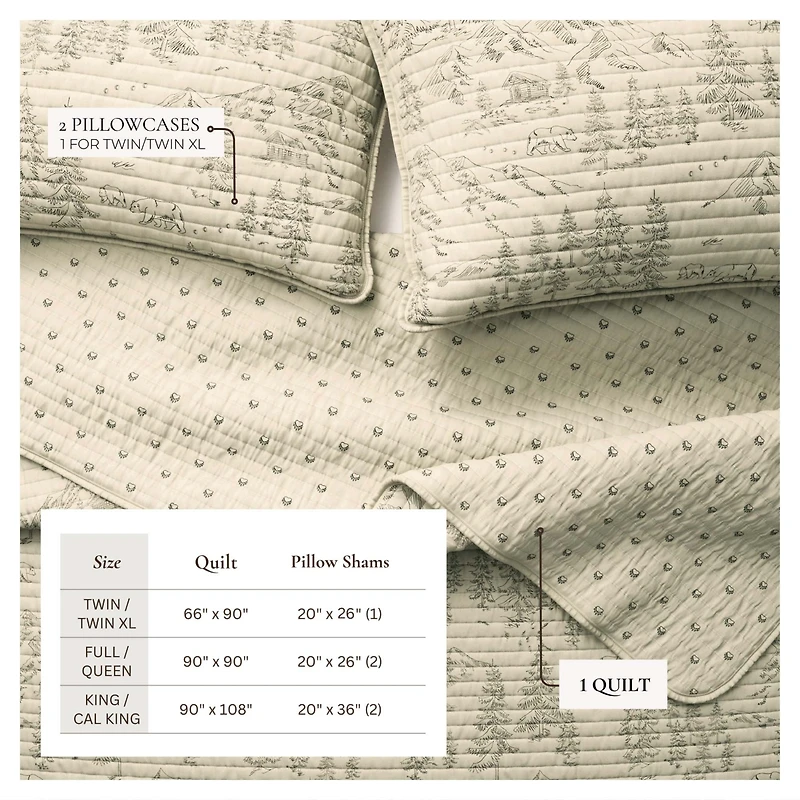 Linery & Co. Lodge Printed Microfiber Quilt Set with Shams