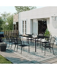 Black -Piece Metal Outdoor Patio Dining Set with Rectangle Table and Dining Chair