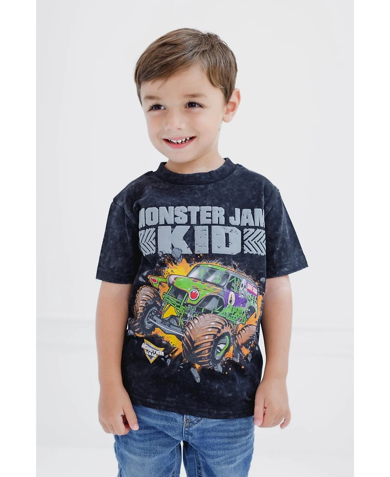 Monster Jam Toddler Boys Vintage Wash Matching Family T-Shirt to Adult Grave Digger