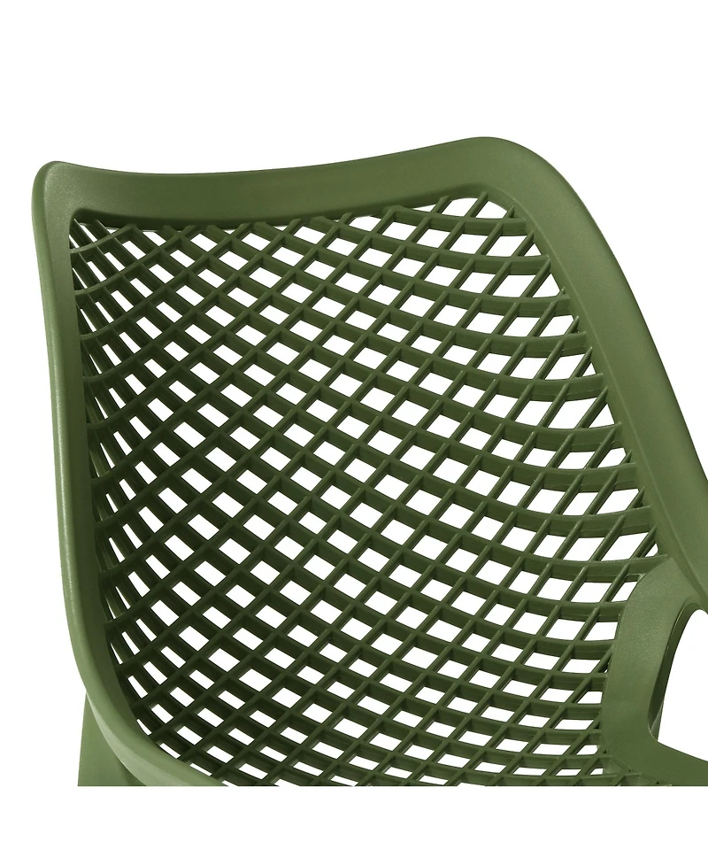5-Piece Resin Square Patio Dining Table Set with Stackable Chairs
