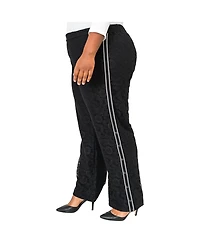 Poetic Justice Plus Athleisure Stripe Snap Lace Palazzo Pants
