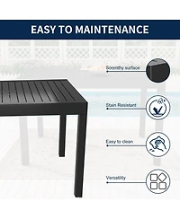Expandable Patio Dining Table, Metal Aluminum Outdoor Table for Porch Lawn Garden Bistro Rectangular Table