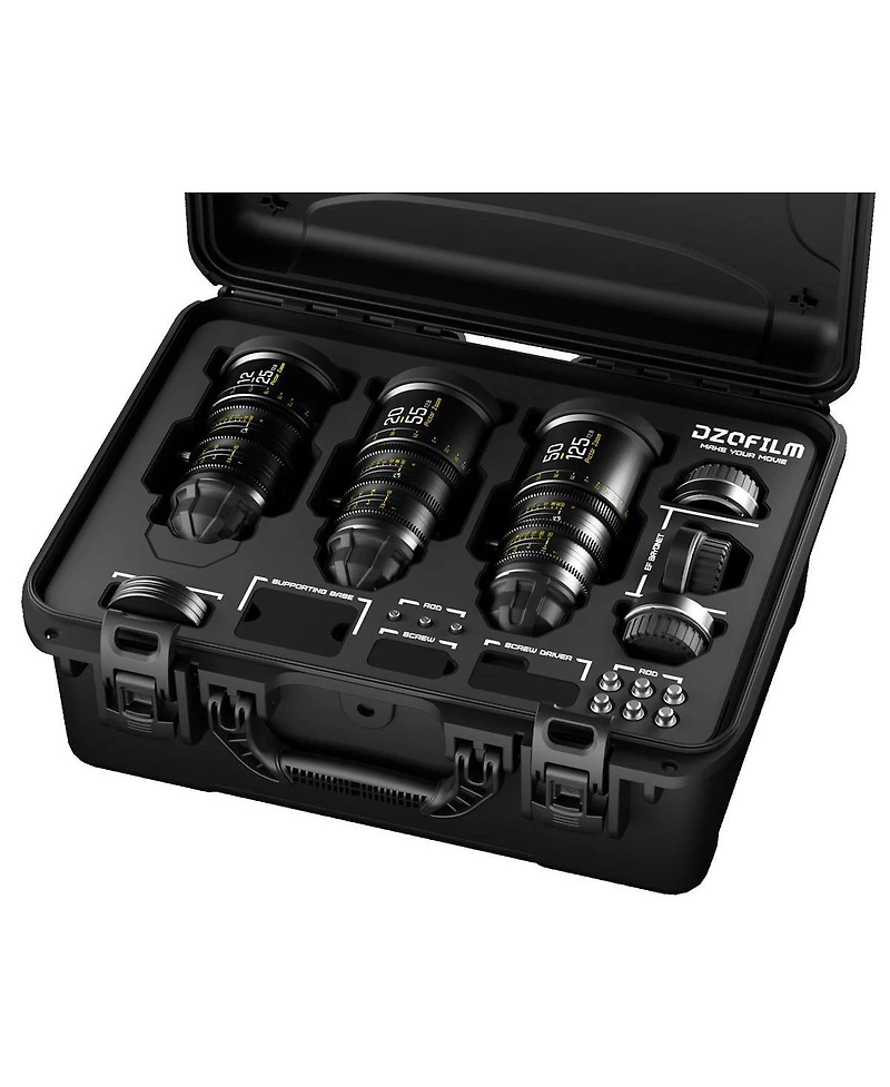 Dzofilm Pictor Zoom 12-25/20-55/50-125mm T2.8 Parfocal Cine 3-Lens Kit for Pl Mount and Canon Ef, Black