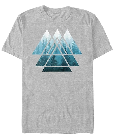 Design By Humans Men's Sacred Geometry Triangles Misty Forest Short Sleeve T-Shirt