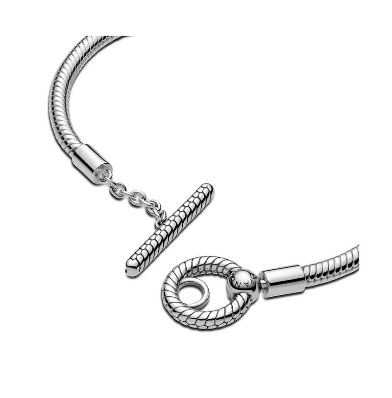 Pandora Sterling Silver Moments T-Bar Snake Chain Bracelet