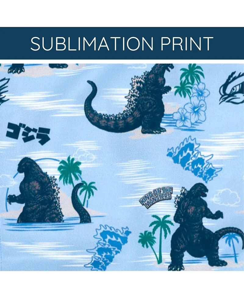 Godzilla Big Boys Matching Family Hawaiian Button Down Dress Shirt