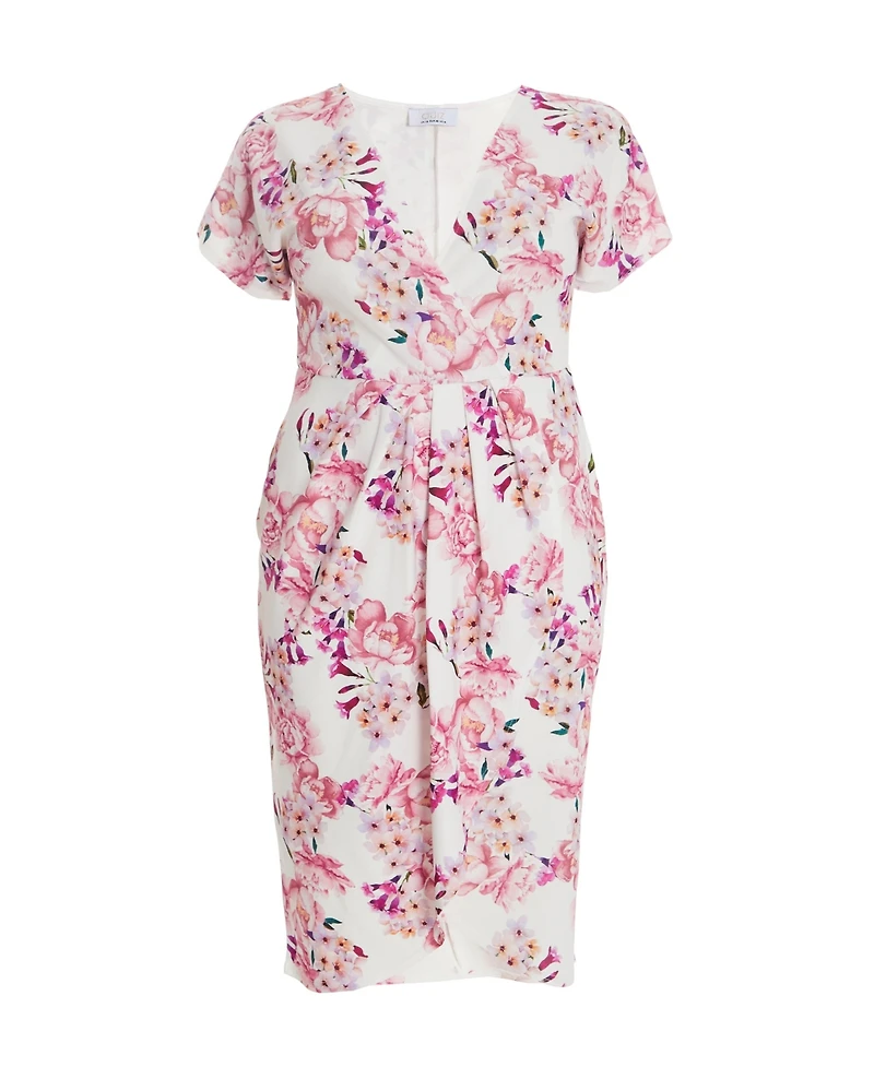 Quiz Plus Floral Scuba Crepe Wrap Maxi Dress