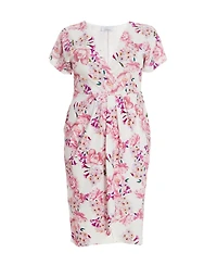 Quiz Plus Floral Scuba Crepe Wrap Maxi Dress