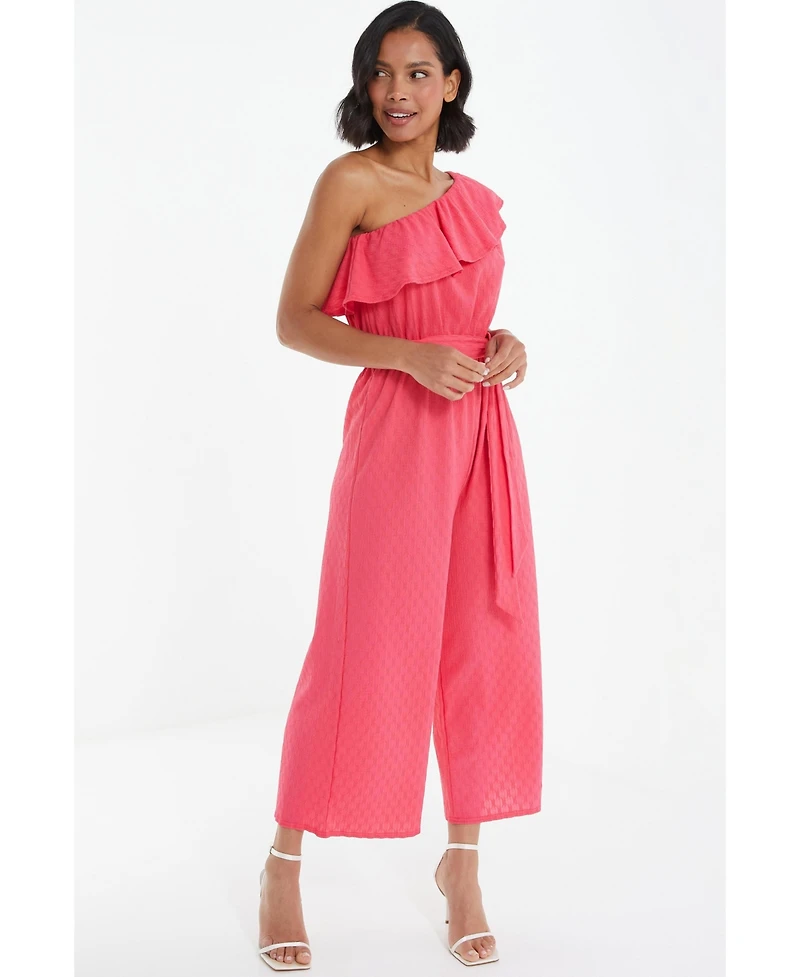 Quiz Women's Textured One Shoulder Culotte Jumpsuit