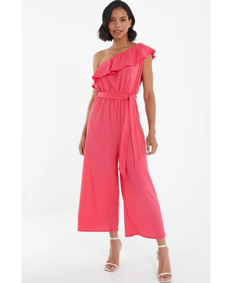 Quiz Women's Textured One Shoulder Culotte Jumpsuit