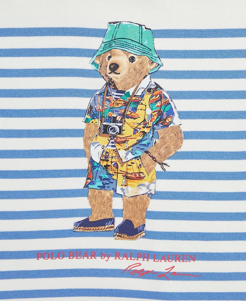 Polo Ralph Lauren Big Boys Striped Polo Bear Fleece Sweatshirt