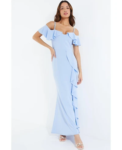 Quiz Women's Scuba Crepe Cold Shoulder Maxi Dress