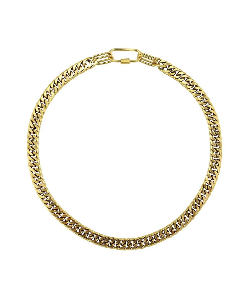 Stainless Steel Wide Chain Necklace in Gold Plate