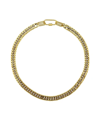 Stainless Steel Wide Chain Necklace in Gold Plate
