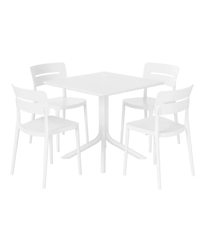 Modern 5-Piece Resin Patio Dining Table Set with Stackable Patio Dining Chairs