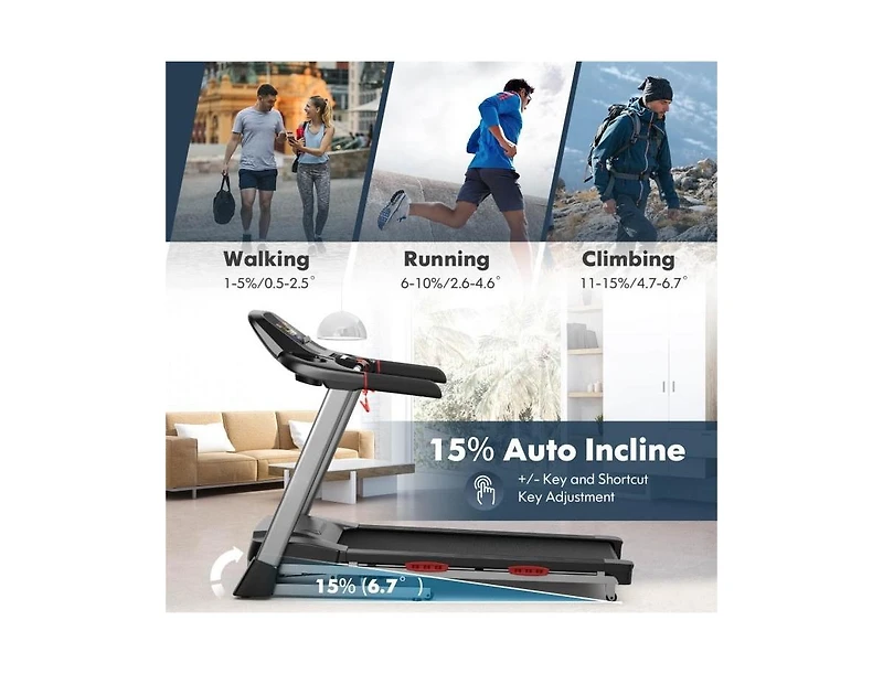 4.75 Hp Folding Treadmill with Auto Incline and 20 Preset Programs
