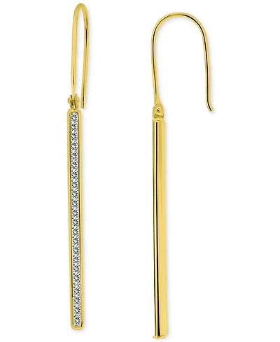 Giani Bernini Round Channel Set Cubic Zirconia Linear Fish Hook Drop Earrings