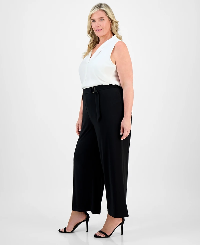 Anne Klein Plus Mid-Rise Wide-Leg Palazzo Pants