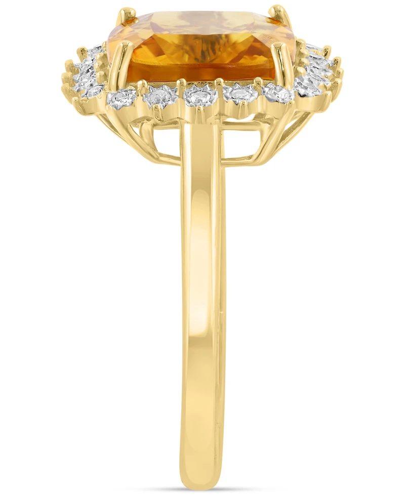 Effy Collection Diamond (1/10 ct. t.w.) & Citrine (3-5/8 ct. t.w.) Ring in 14K Yellow Gold