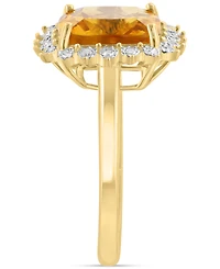 Effy Collection Diamond (1/10 ct. t.w.) & Citrine (3-5/8 ct. t.w.) Ring in 14K Yellow Gold