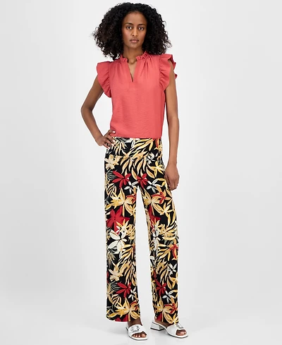 Anne Klein Women's Printed Pull-On Wide-Leg Pants