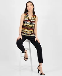 Anne Klein Women's Printed Sleeveless V-Neck Shell Top