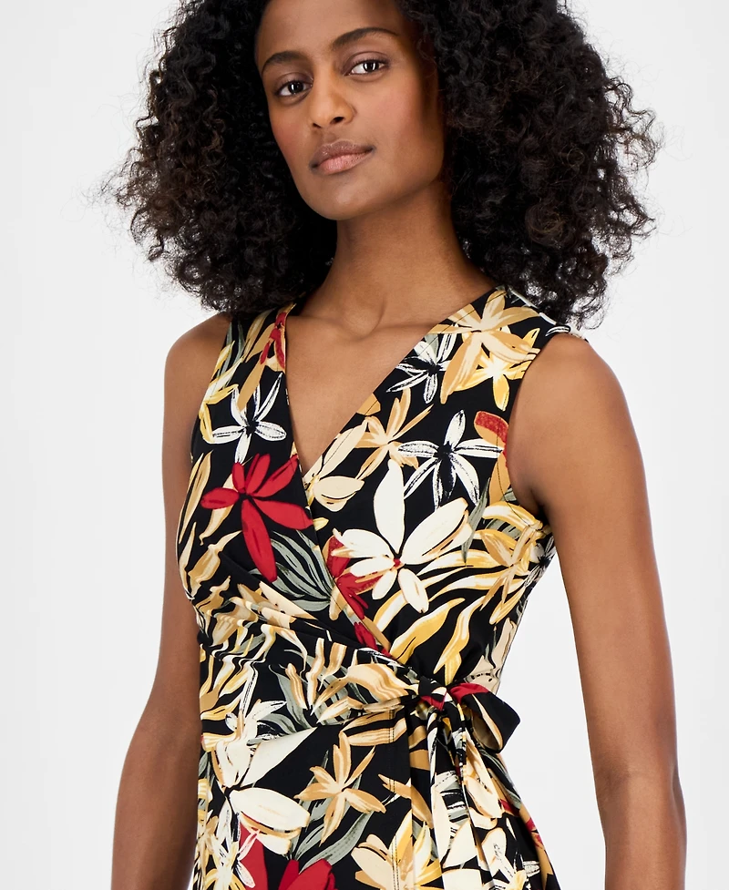 Anne Klein Women's Sleeveless Printed Wrap Blouse