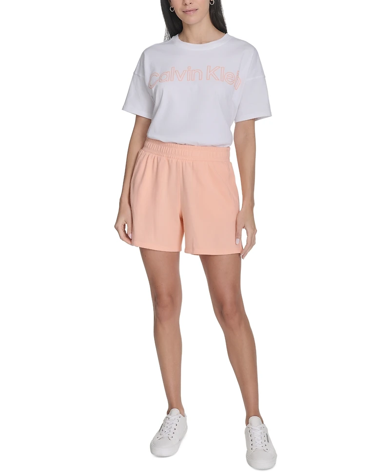 Calvin Klein Performance Women's French Terry Smocked-Waist Shorts