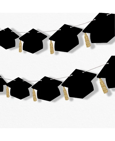 Graduation Cap Garland Banner, 10 Feet of Cord