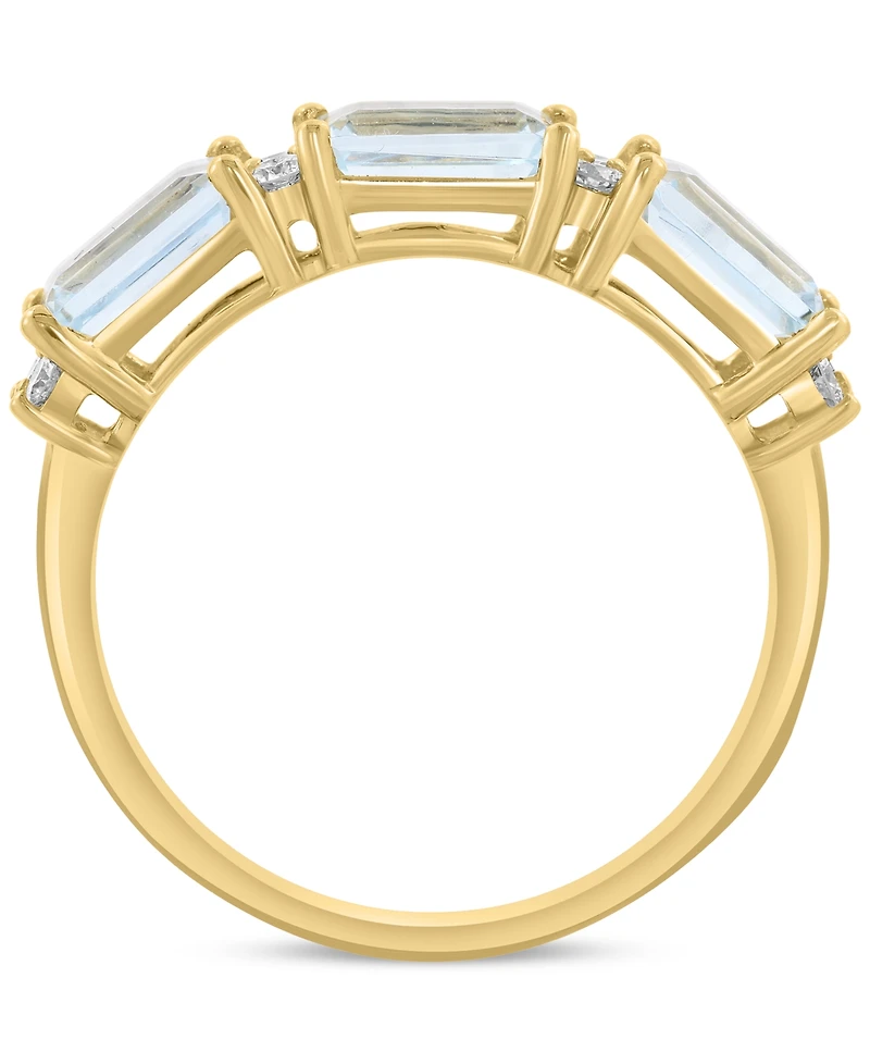Effy Collection Diamond (1/6 ct. t.w.) & Aquamarine (1-5/8 ct. t.w.) Ring in 14k Yellow Gold