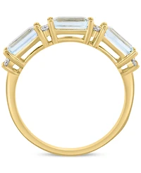 Effy Collection Diamond (1/6 ct. t.w.) & Aquamarine (1-5/8 ct. t.w.) Ring in 14k Yellow Gold
