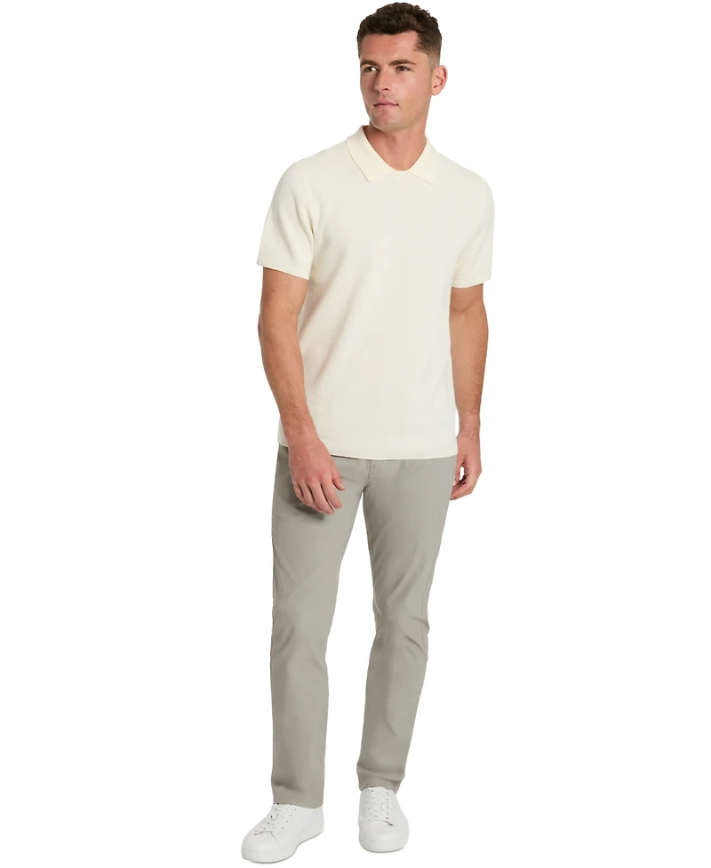 Kenneth Cole Men's Short Sleeve Waffle Knit Polo Sweater