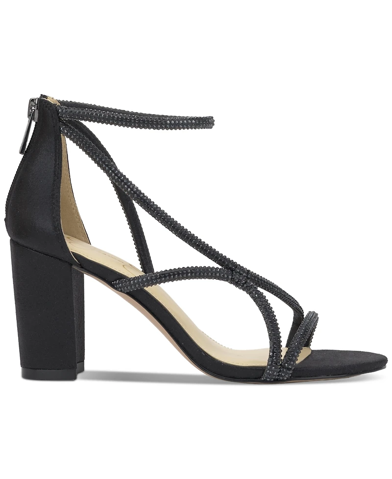 Jessica Simpson Women's Shiny Rhinestone Block-Heel Dress Sandals