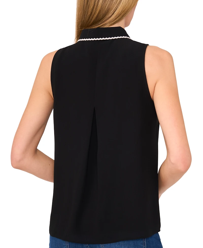 CeCe Women's Scallop-Collar Sleeveless Button-Down Top