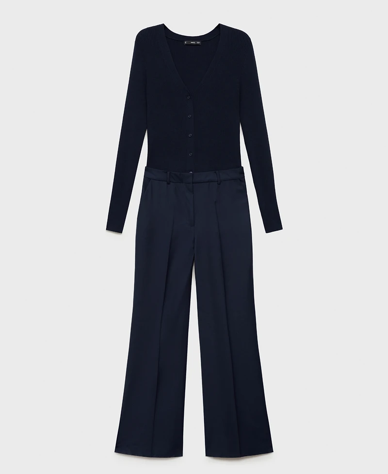 Mango Women's Contrast-Bodice Long Jumpsuit