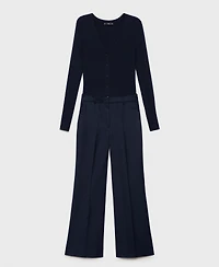 Mango Women's Contrast-Bodice Long Jumpsuit