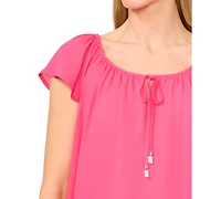 CeCe Women's Round-Neck Flutter-Sleeve Blouse