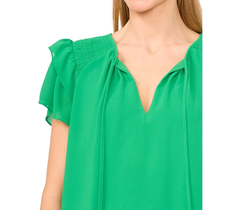 CeCe Women's Tie-Neck Tiered-Ruffle-Sleeve Blouse