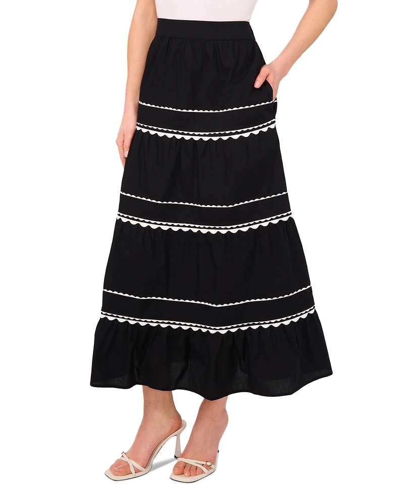 CeCe Women's Cotton Maxi Tiered Skirt