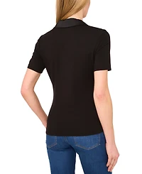 CeCe Women's Contrast-Trim Short Sleeve Polo Shirt