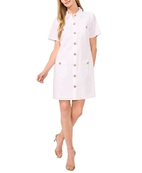 CeCe Women's Floral Embroidered Button-Front Shirtdress