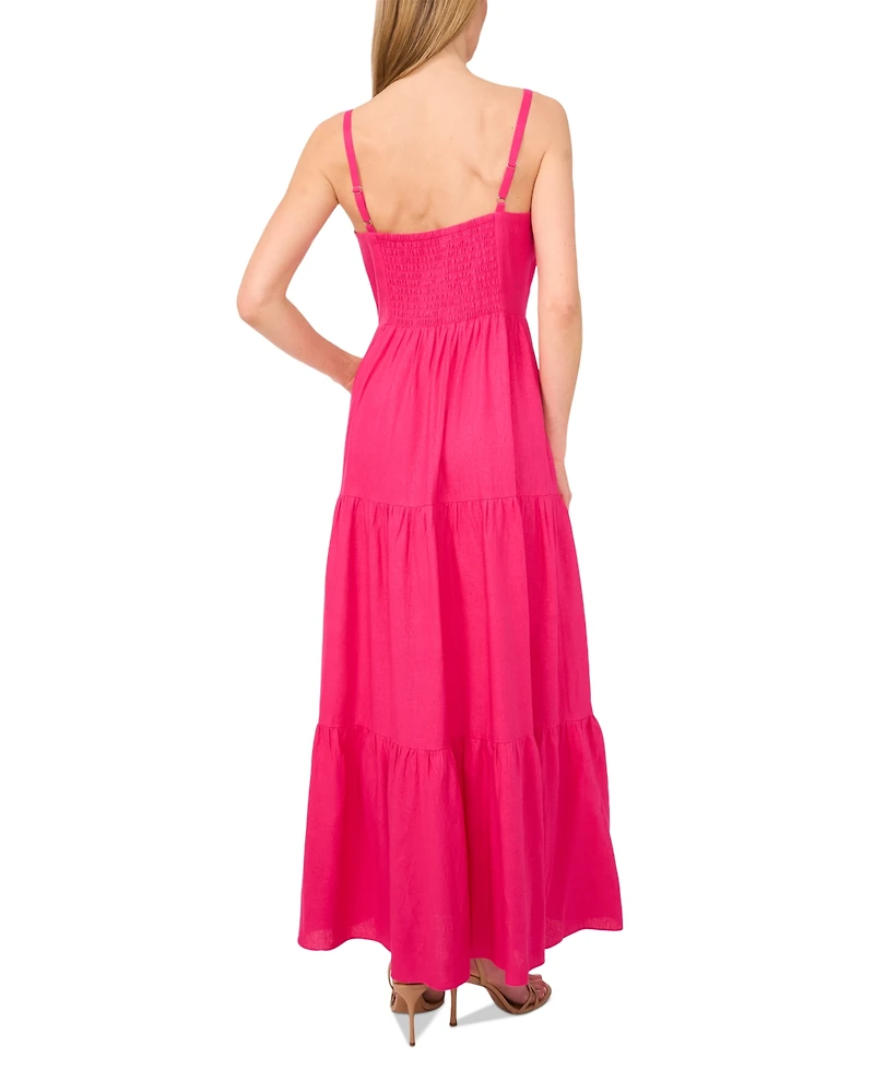 CeCe Women's V-Neck Sleeveless Tiered Maxi Dress