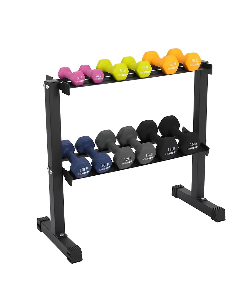HolaHatha 106 Pound Neoprene Dumbbell Strength Training Weight Set with Rack