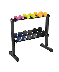 HolaHatha 106 Pound Neoprene Dumbbell Strength Training Weight Set with Rack