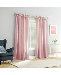 Roxy Generation Slub Texture Tacked Bow Semi-Sheer Tie Top Curtain Panel