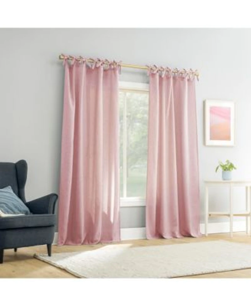 Roxy Generation Slub Texture Tacked Bow Semi-Sheer Tie Top Curtain Panel