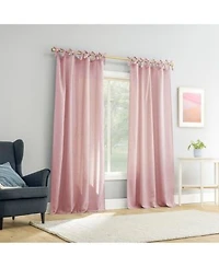 Roxy Generation Slub Texture Tacked Bow Semi-Sheer Tie Top Curtain Panel